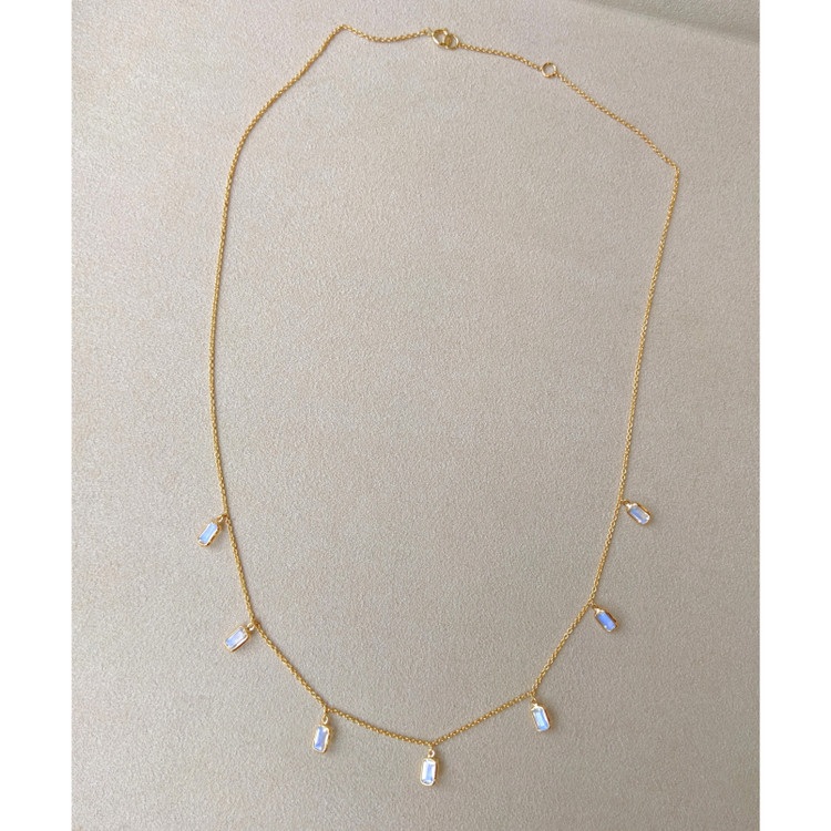 2.11 Ct. Moonstone Accent Stones Necklace, 18K Yellow Gold