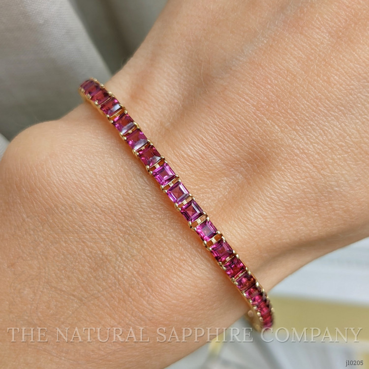 8.60 Ct.Tw. Pinkish Purple Rhodolite Garnet Tennis/Line Bracelet, 14K Yellow Gold
