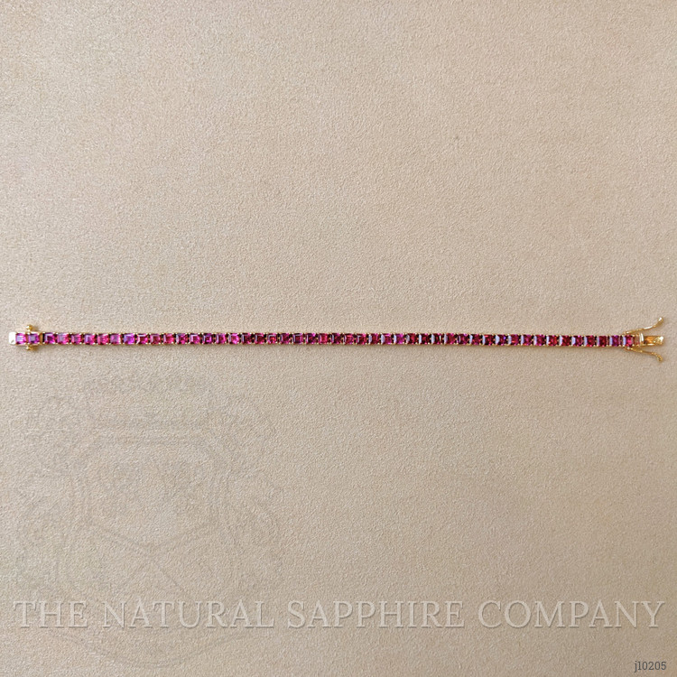 8.60 Ct.Tw. Pinkish Purple Rhodolite Garnet Tennis/Line Bracelet, 14K Yellow Gold