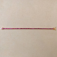 8.60 Ct.Tw.Total Carat Weight Pinkish Purple Rhodolite Garnet Tennis/Line Bracelet, 14K Yellow Gold Image