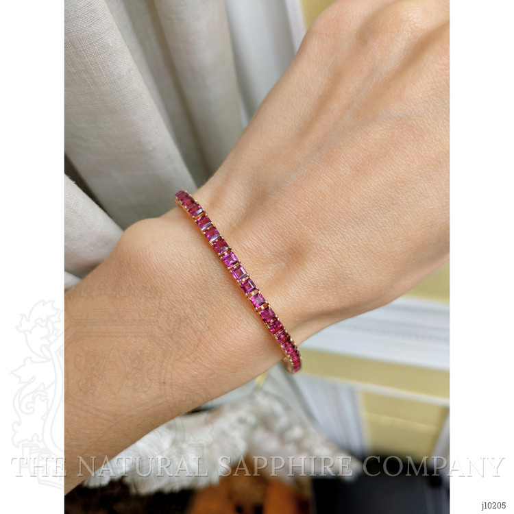 8.60 Ct.Tw. Pinkish Purple Rhodolite Garnet Tennis/Line Bracelet, 14K Yellow Gold