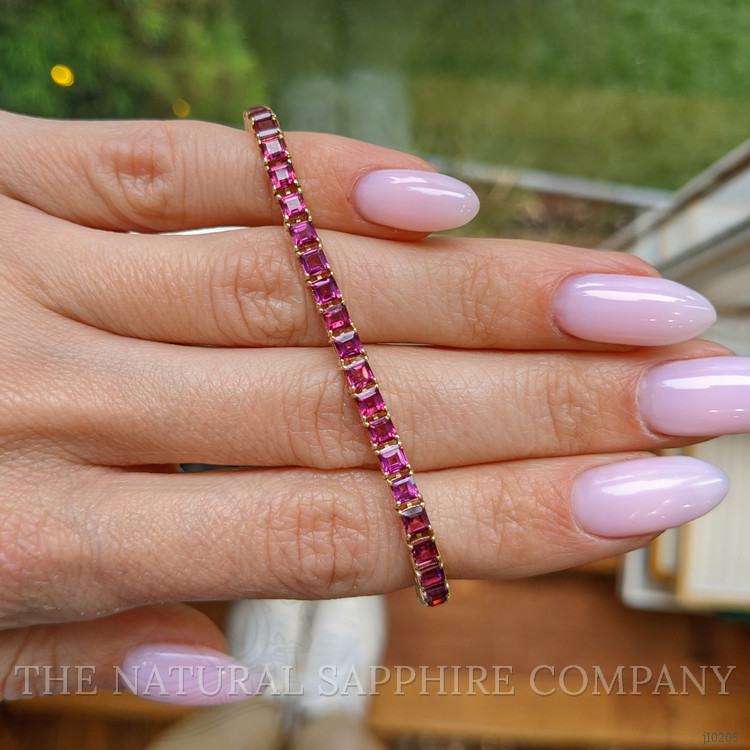 8.60 Ct.Tw. Pinkish Purple Rhodolite Garnet Tennis/Line Bracelet, 14K Yellow Gold