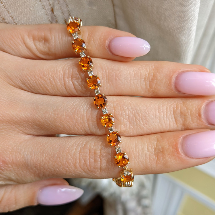 7.55 Ct.Tw. Citrine Accent Stones Bracelet, 14K Yellow Gold