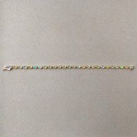 5.05 Ct.Tw.Total Carat Weight Opal Natural Diamond Accent Stones Bracelet, 14K Yellow Gold Image
