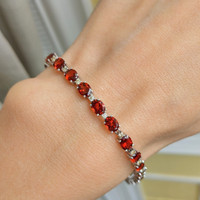 11.26 Ct.Tw. Garnet 14K White Gold bracelet