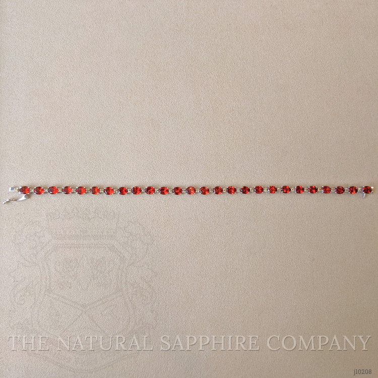 11.26 Ct.Tw. Garnet Natural Diamond Accent Stones Bracelet, 14K White Gold