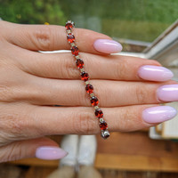 11.26 Ct.Tw. Garnet Natural Diamond Accent Stones Bracelet, 14K White Gold Life Style