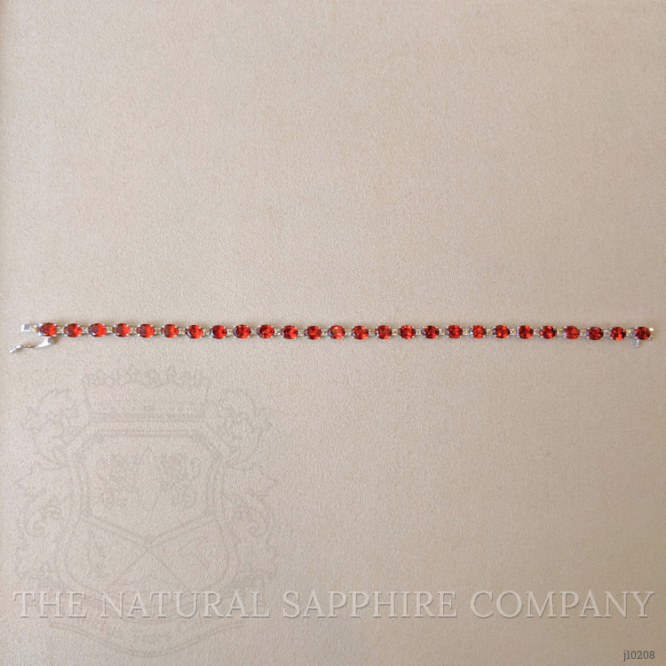 11.26 Ct.Tw. Garnet Natural Diamond Accent Stones Bracelet, 14K White Gold