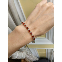 11.26 Ct.Tw. Garnet Natural Diamond Accent Stones Bracelet, 14K White Gold Life Style