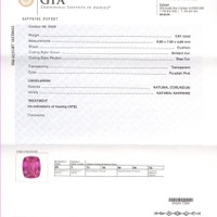 2.81 Ct. Pink Sapphire and Natural Diamond Three Stone Ring, Platinum 950 Scan Report