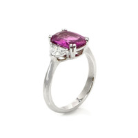 2.81 Ct. Pink Sapphire and Natural Diamond Three Stone Ring, Platinum 950 Image