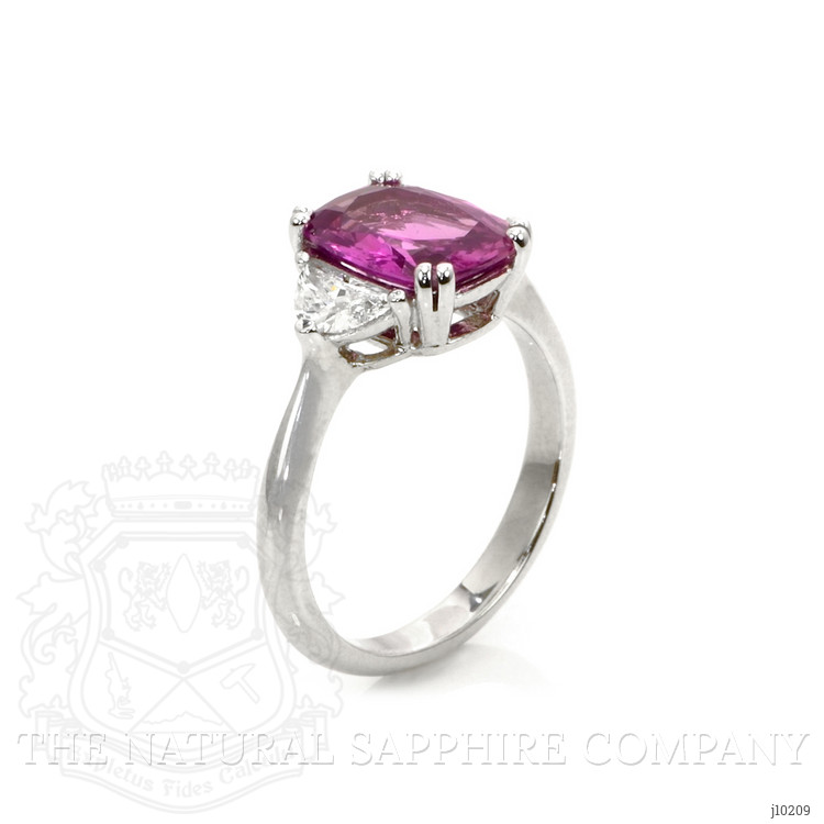 2.81 Ct. Pink Sapphire and Natural Diamond Three Stone Ring, Platinum 950