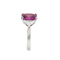 2.81 Ct. Pink Sapphire and Natural Diamond Three Stone Ring, Platinum 950 Image