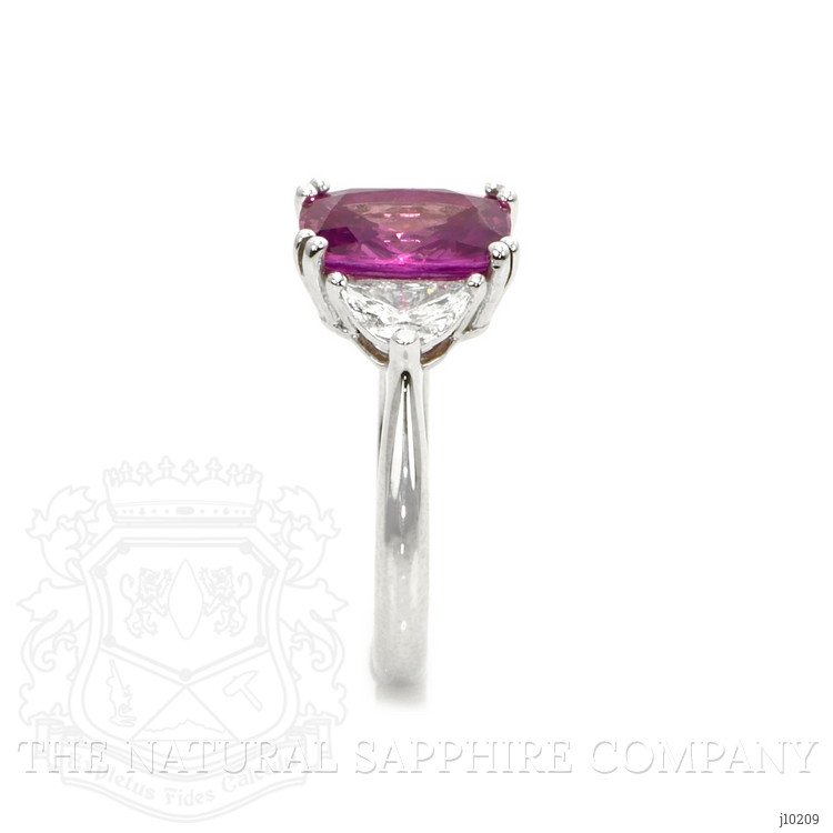 2.81 Ct. Pink Sapphire and Natural Diamond Three Stone Ring, Platinum 950