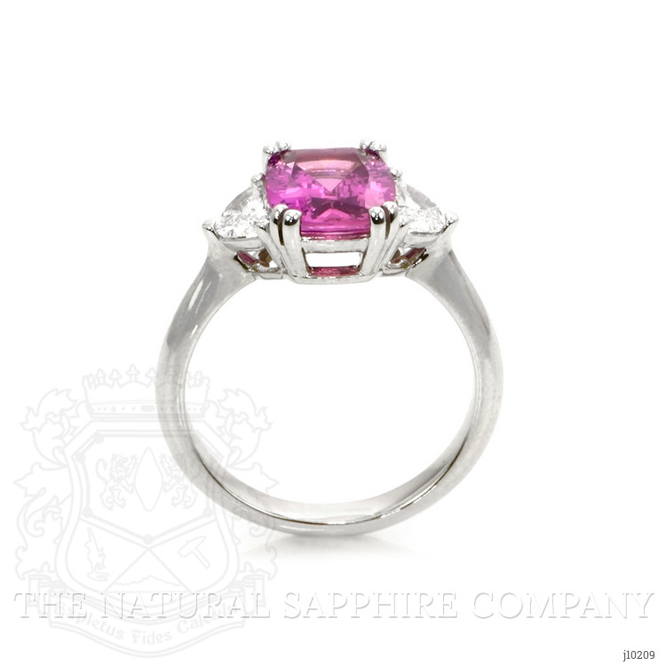 2.81 Ct. Pink Sapphire and Natural Diamond Three Stone Ring, Platinum 950