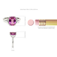 2.81 Ct. Pink Sapphire and Natural Diamond Three Stone Ring, Platinum 950 Image