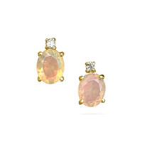 1.75 Ct.Tw.Total Carat Weight Opal Natural Diamond Studs Earrings, 14K Yellow Gold Image