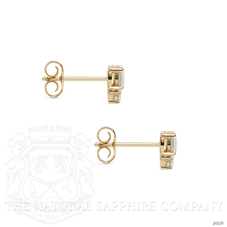 1.75 Ct.Tw. Opal Natural Diamond Studs Earrings, 14K Yellow Gold