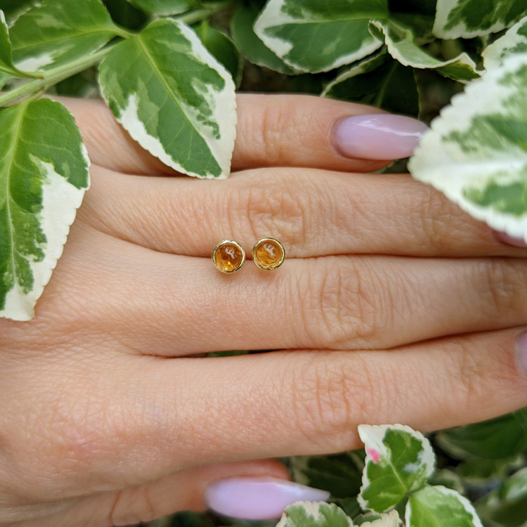 2.40 Ct.Tw. Citrine Studs Earrings, 14K Yellow Gold