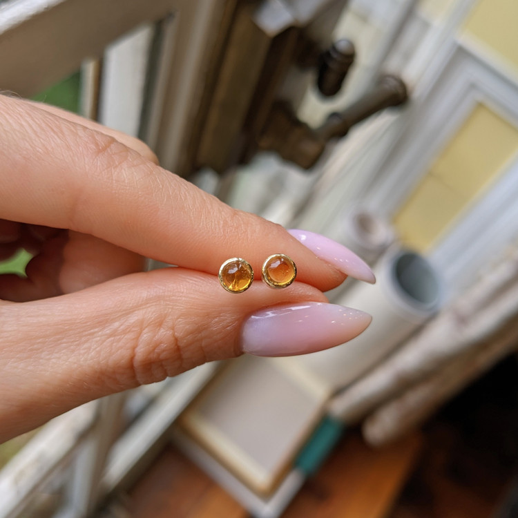 2.40 Ct.Tw. Citrine Studs Earrings, 14K Yellow Gold