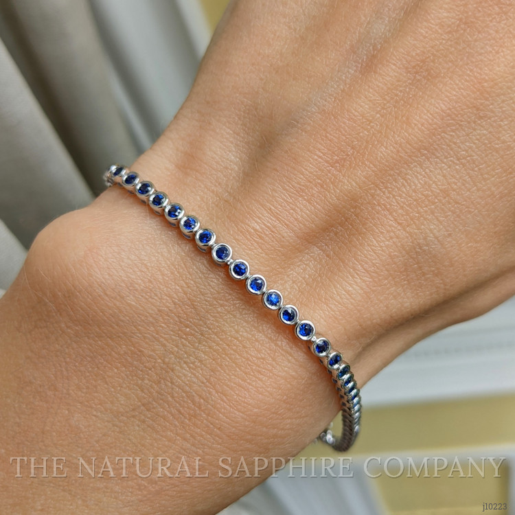 1.80 Ct.Tw. Blue Sapphire Bezel Bracelet, 14K White Gold