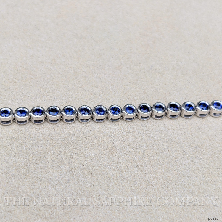 1.80 Ct.Tw. Blue Sapphire Bezel Bracelet, 14K White Gold