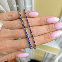 1.80 Ct.Tw. Blue Sapphire Bezel Bracelet, 14K White Gold Life Style