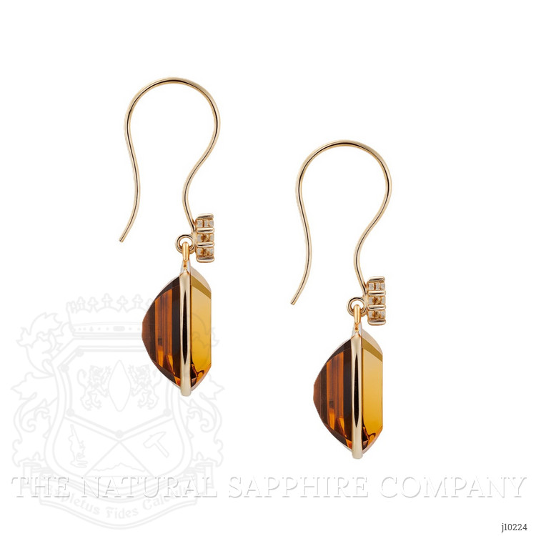 11.00 Ct.Tw. Citrine Natural Diamond Accent Stones Earrings, 14K Yellow Gold