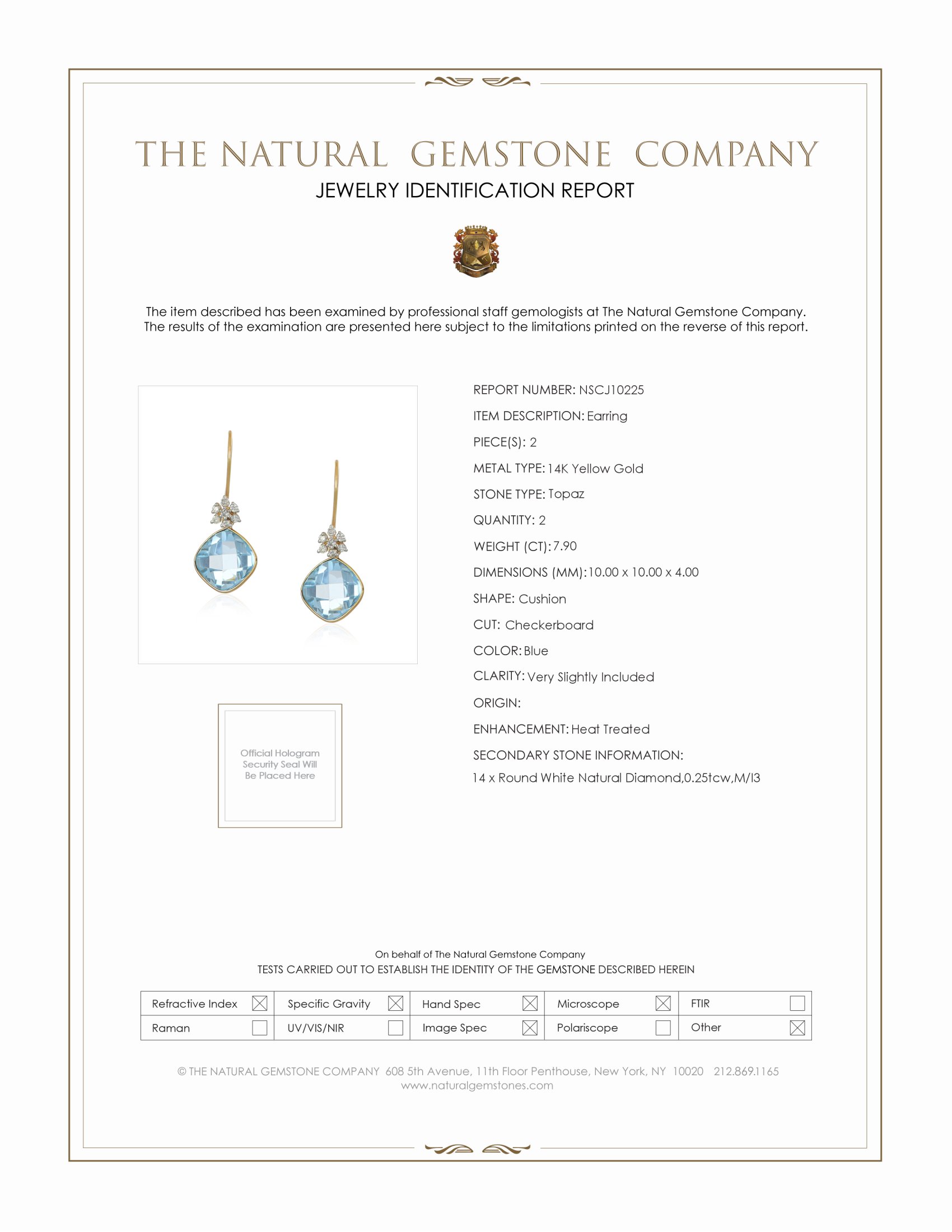 7.90 Ct.Tw. Topaz Natural Diamond Accent Stones Earrings, 14K Yellow Gold