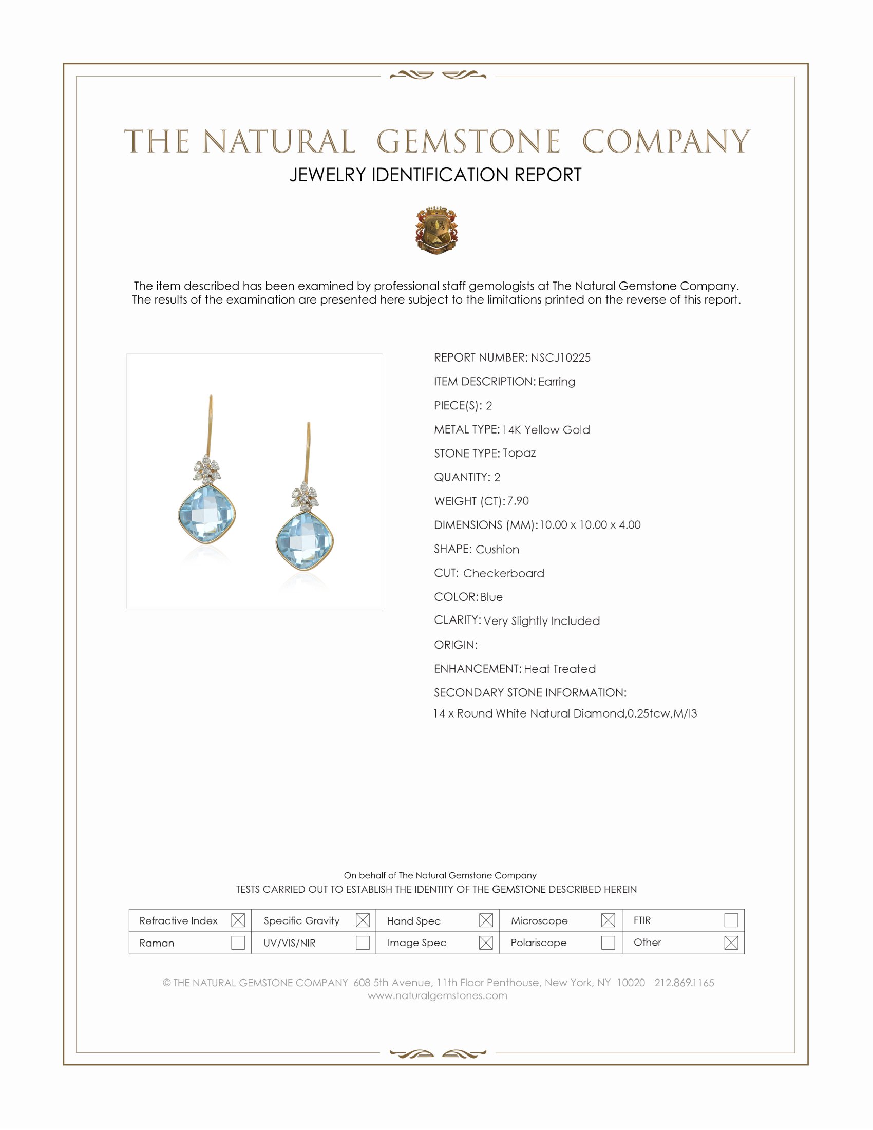 7.90 Ct.Tw. Topaz Natural Diamond Accent Stones Earrings, 14K Yellow Gold