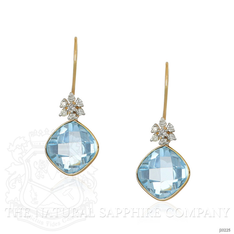 7.90 Ct.Tw. Topaz Natural Diamond Accent Stones Earrings, 14K Yellow Gold