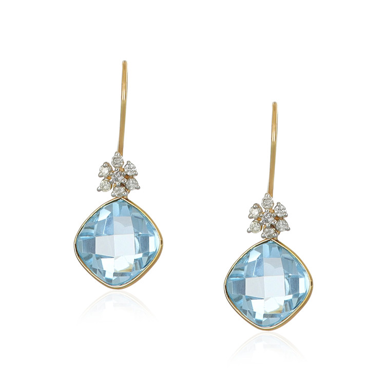 7.90 Ct.Tw. Topaz Natural Diamond Accent Stones Earrings, 14K Yellow Gold