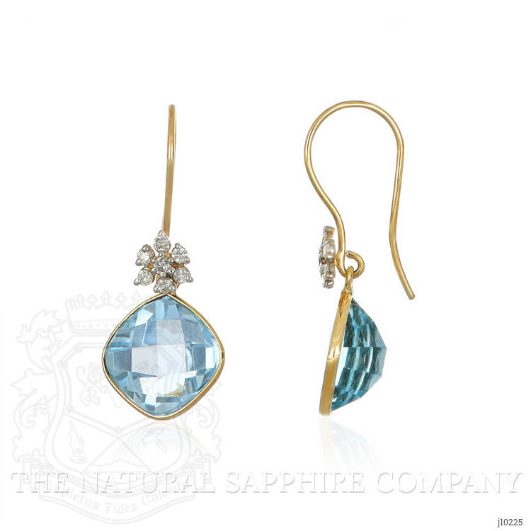 7.90 Ct.Tw. Topaz Natural Diamond Accent Stones Earrings, 14K Yellow Gold