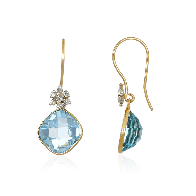 7.90 Ct.Tw. Topaz Natural Diamond Accent Stones Earrings, 14K Yellow Gold