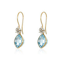 7.90 Ct.Tw. Topaz Natural Diamond Accent Stones Earrings, 14K Yellow Gold Image