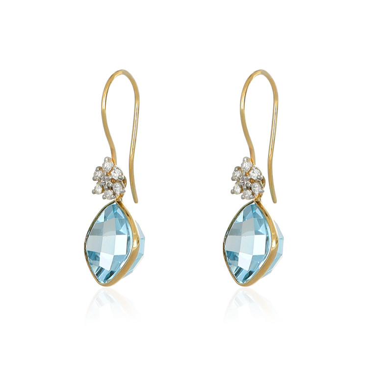 7.90 Ct.Tw. Topaz Natural Diamond Accent Stones Earrings, 14K Yellow Gold