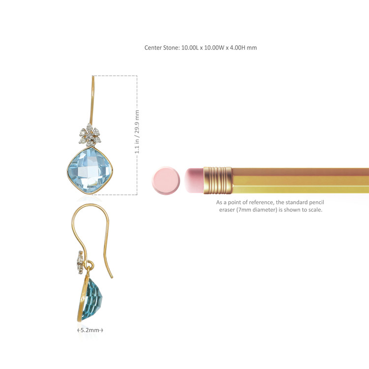 7.90 Ct.Tw. Topaz Natural Diamond Accent Stones Earrings, 14K Yellow Gold