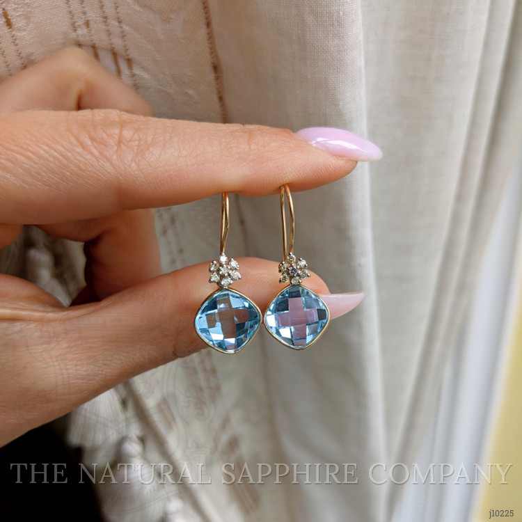 7.90 Ct.Tw. Topaz Natural Diamond Accent Stones Earrings, 14K Yellow Gold