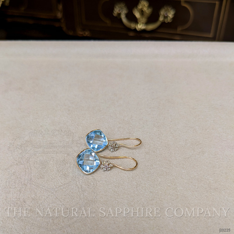 7.90 Ct.Tw. Topaz Natural Diamond Accent Stones Earrings, 14K Yellow Gold