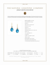 10.27 Ct.Tw.Total Carat Weight Blue Topaz and Natural Diamond Accent Stones Earrings, 14K Yellow Gold Scan Report
