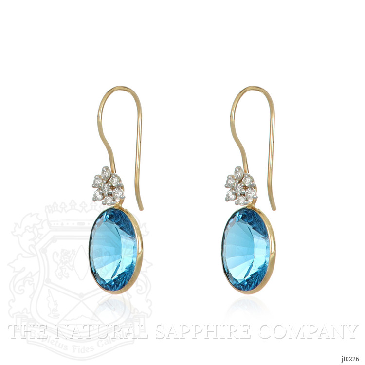 10.27 Ct.Tw. Blue Topaz and Natural Diamond Accent Stones Earrings, 14K Yellow Gold