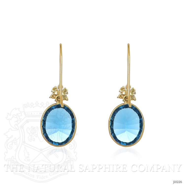 10.27 Ct.Tw. Blue Topaz and Natural Diamond Accent Stones Earrings, 14K Yellow Gold