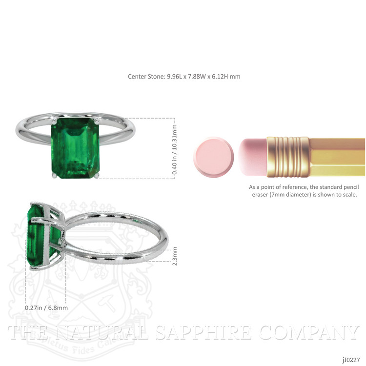 3.86 Ct. Emerald Solitaire Ring, Platinum 950