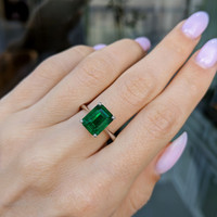 3.86 Ct. Emerald Solitaire Ring, Platinum 950 Life Style