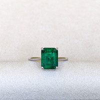 3.86 Ct. Emerald Solitaire Ring, Platinum 950 Life Style