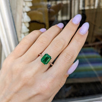 3.86 Ct. Emerald Solitaire Ring, Platinum 950 Life Style