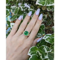 3.74 Ct. Emerald Natural Diamond Pave Ring, 18K Yellow Gold Life Style