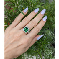 3.74 Ct. Emerald Natural Diamond Pave Ring, 18K Yellow Gold Life Style