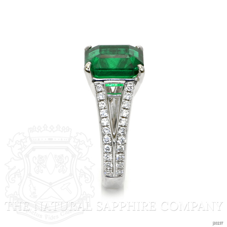 4.95 Ct. Emerald and Natural Diamond Pave Ring, 18K White Gold