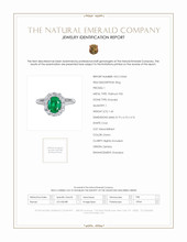 1.43 Ct. Emerald Natural Diamond Halo Ring, Platinum 950 Scan Report